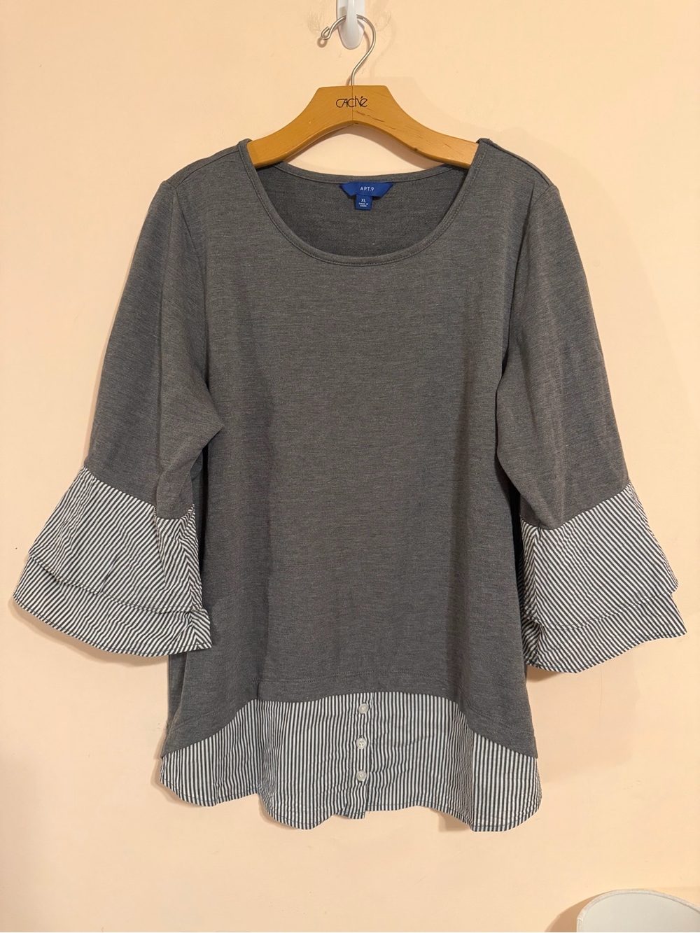 Gray Striped Twofer Top